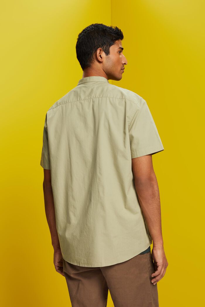 Bomuldsskjorte med standkrave, LIGHT GREEN, detail image number 3
