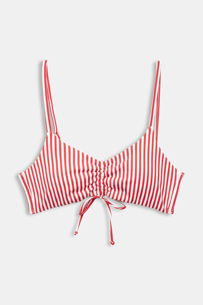 Stribet bikinitop med polstring, DARK RED, detail image number 4