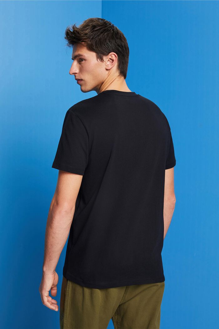 Jersey-T-shirt med print, 100 % bomuld, BLACK, detail image number 3