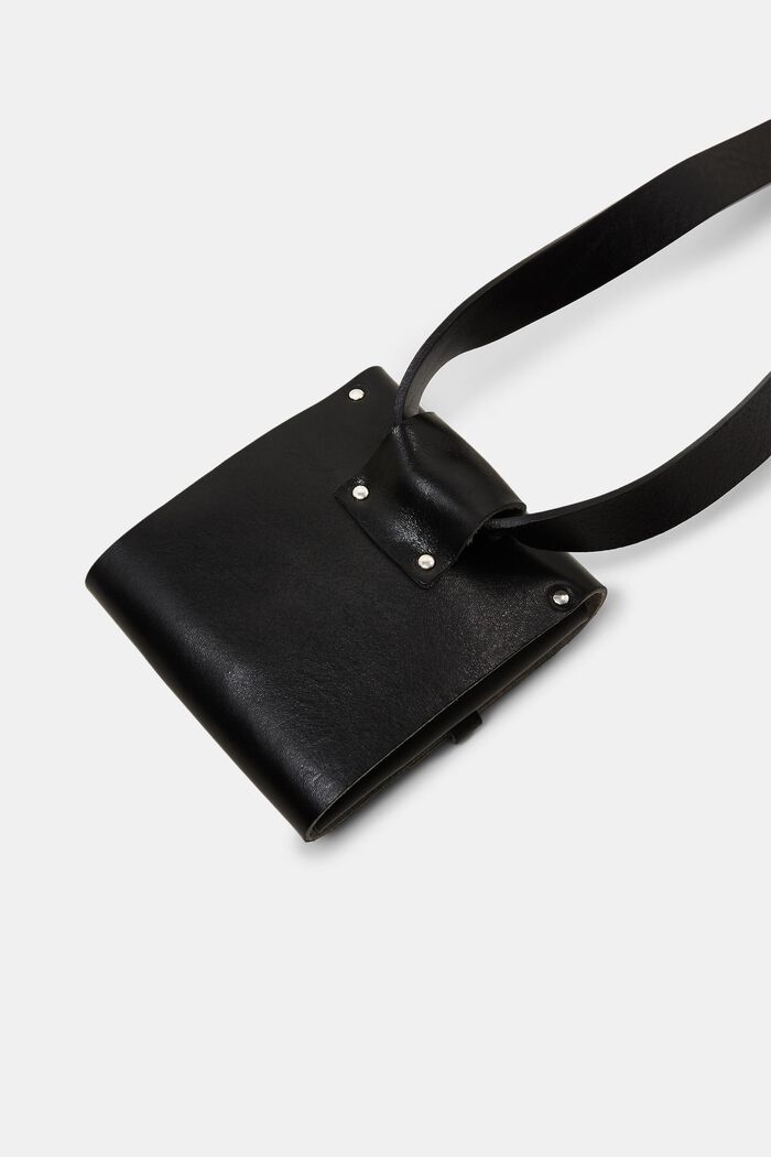 Bæltetaske i ægte læder, BLACK, detail image number 2