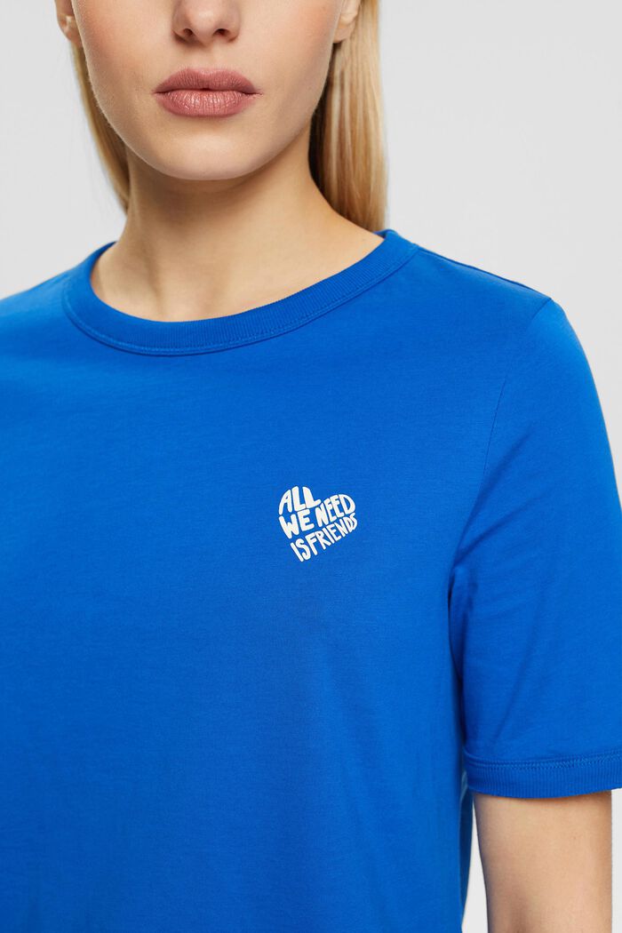 Bomulds-T-shirt med hjerteformet logo, BLUE, detail image number 2