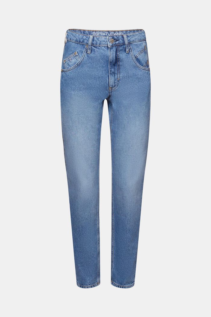 Klassiske retro-jeans med høj talje, BLUE MEDIUM WASHED, detail image number 6