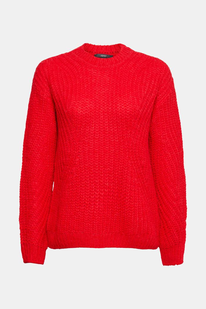 Med alpaka: striksweater, RED, detail image number 7
