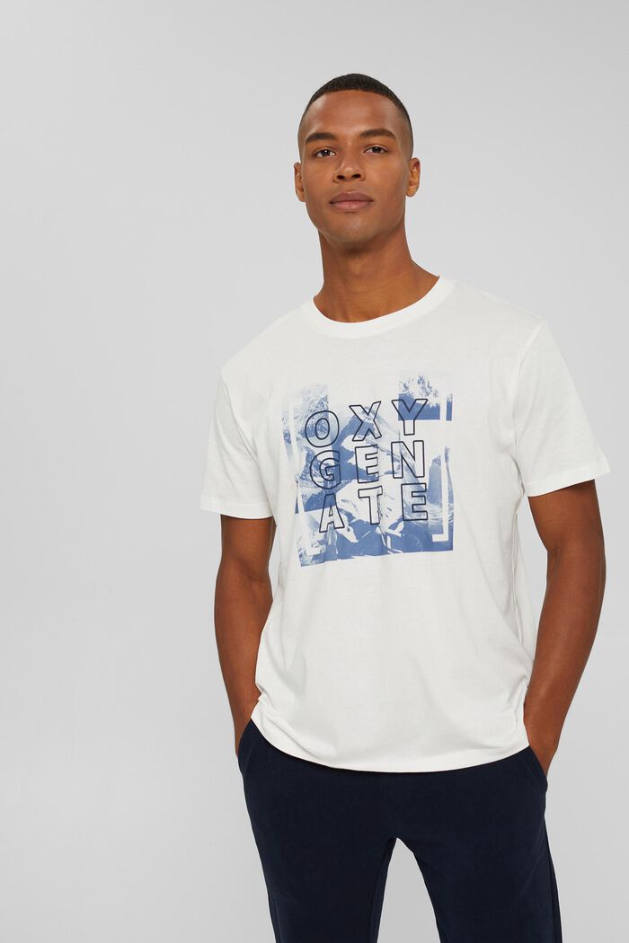 Jersey-T-shirt med print, OFF WHITE, overview