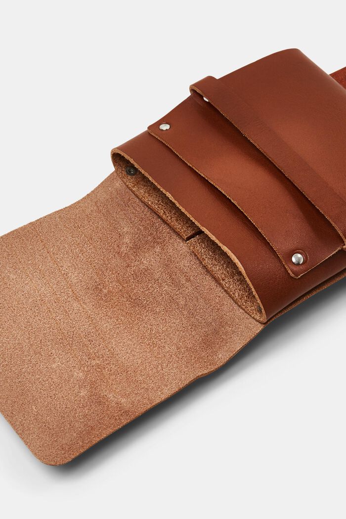 Bæltetaske i ægte læder, RUST BROWN, detail image number 4