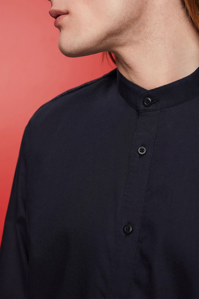 Slim fit-skjorte med båndkrave, BLACK, detail image number 2