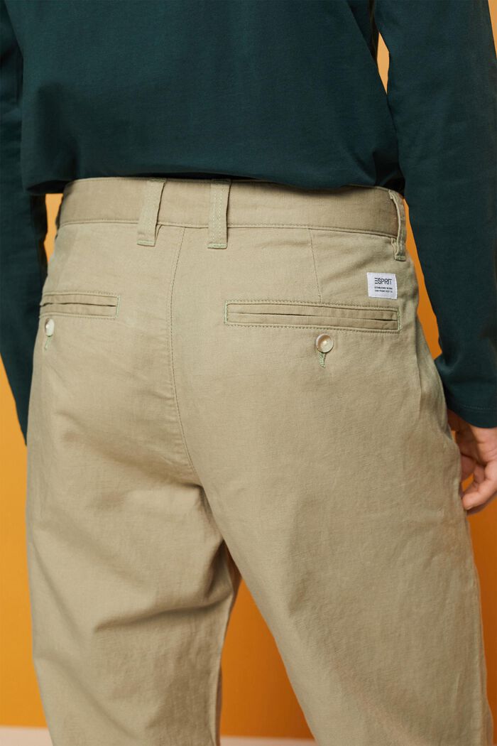 Bukser i bomulds- og hørmiks, LIGHT GREEN, detail image number 3