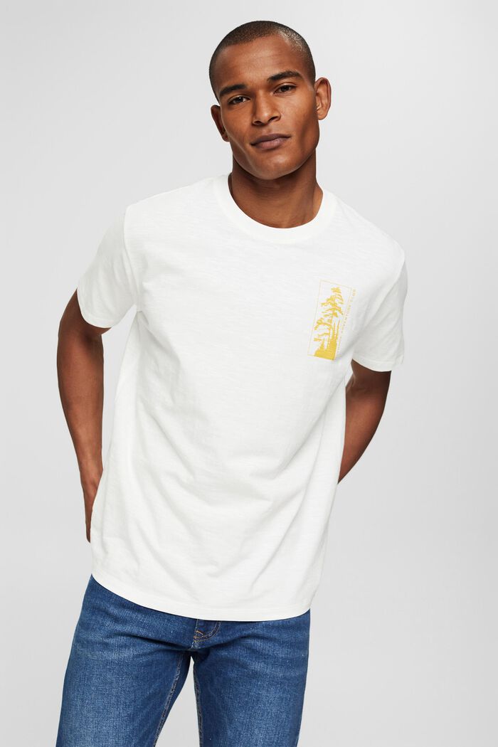 Jersey-T-shirt af 100% økologisk bomuld, OFF WHITE, overview