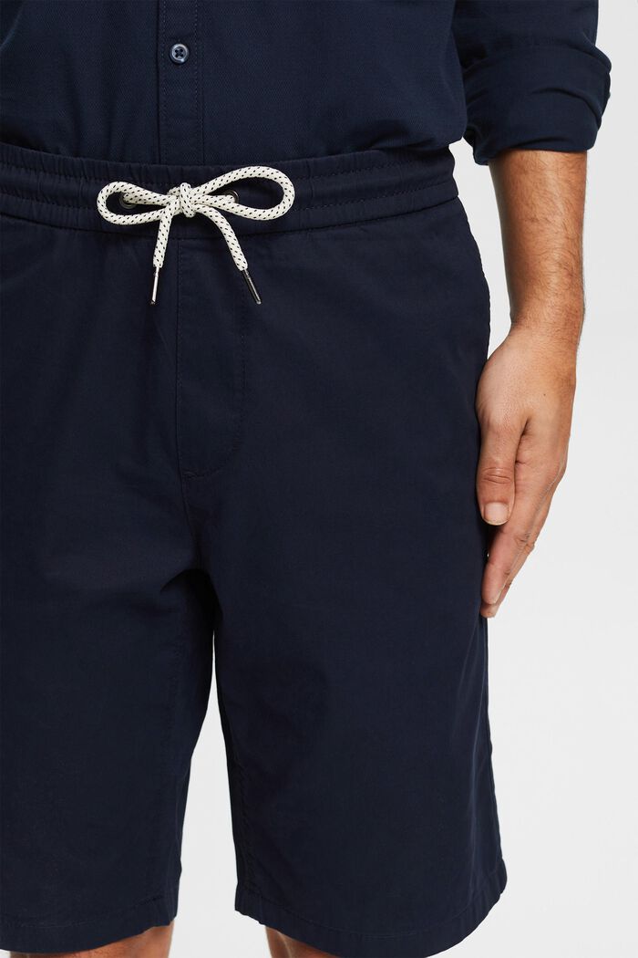 Shorts med elastisk linning, 100% bomuld, NAVY, detail image number 0