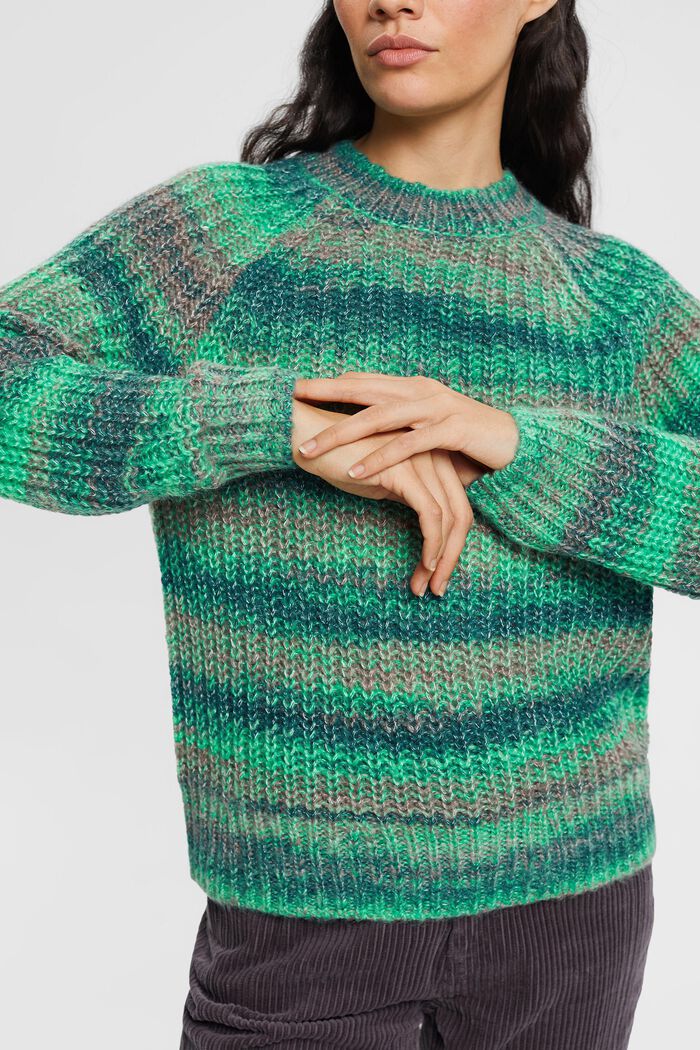 Pullover i chunky strik af uldmiks, TEAL GREEN, detail image number 2