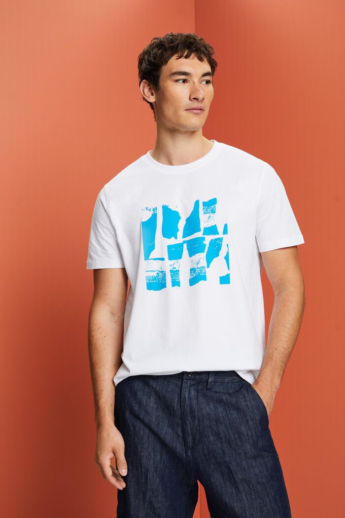 T-shirt med frontprint, 100 % bomuld, WHITE, detail image number 0