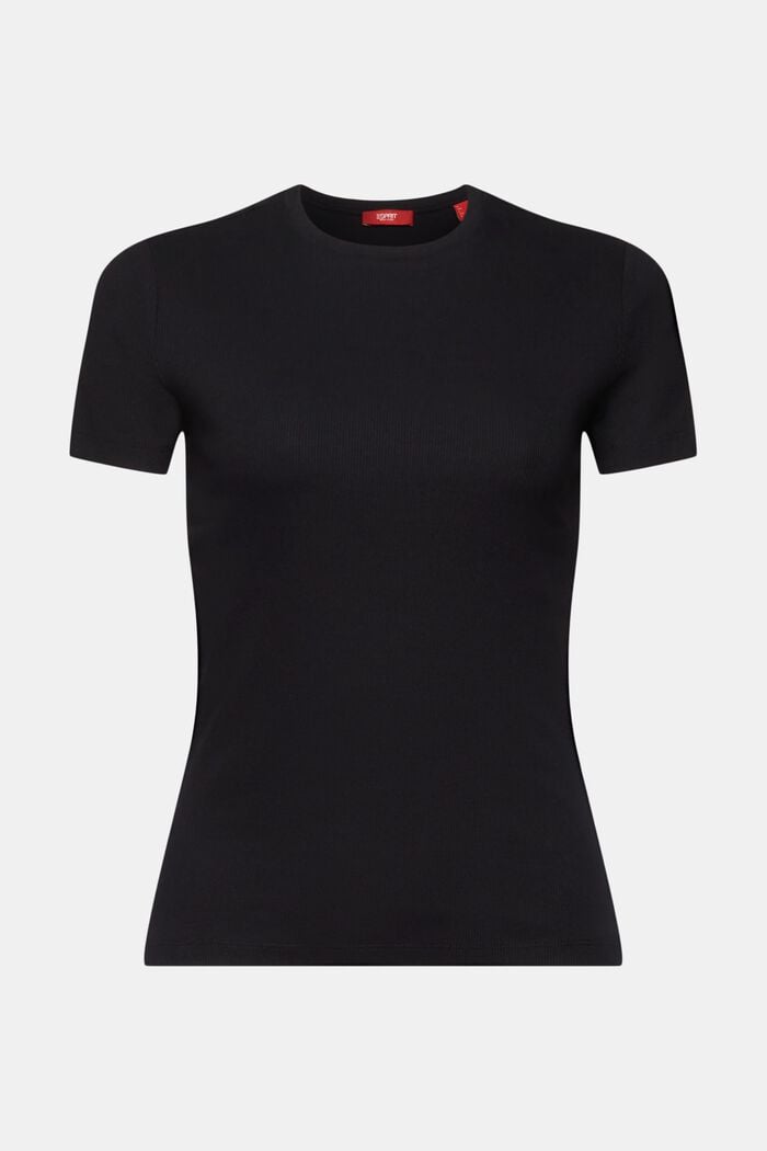 T-shirt i bomuldsjersey med rund hals, BLACK, detail image number 6