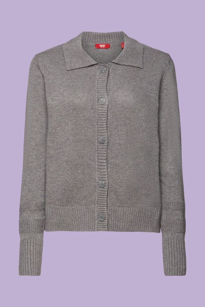Polosweater med knapper foran, BROWN GREY, detail image number 6