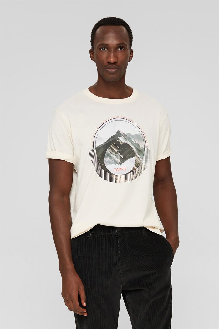 Jersey-T-shirt med print, økologisk bomuld, OFF WHITE, detail image number 0