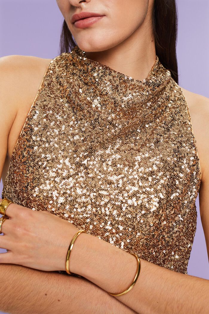 Maxi-kjole med pailletter, GOLD, detail image number 3