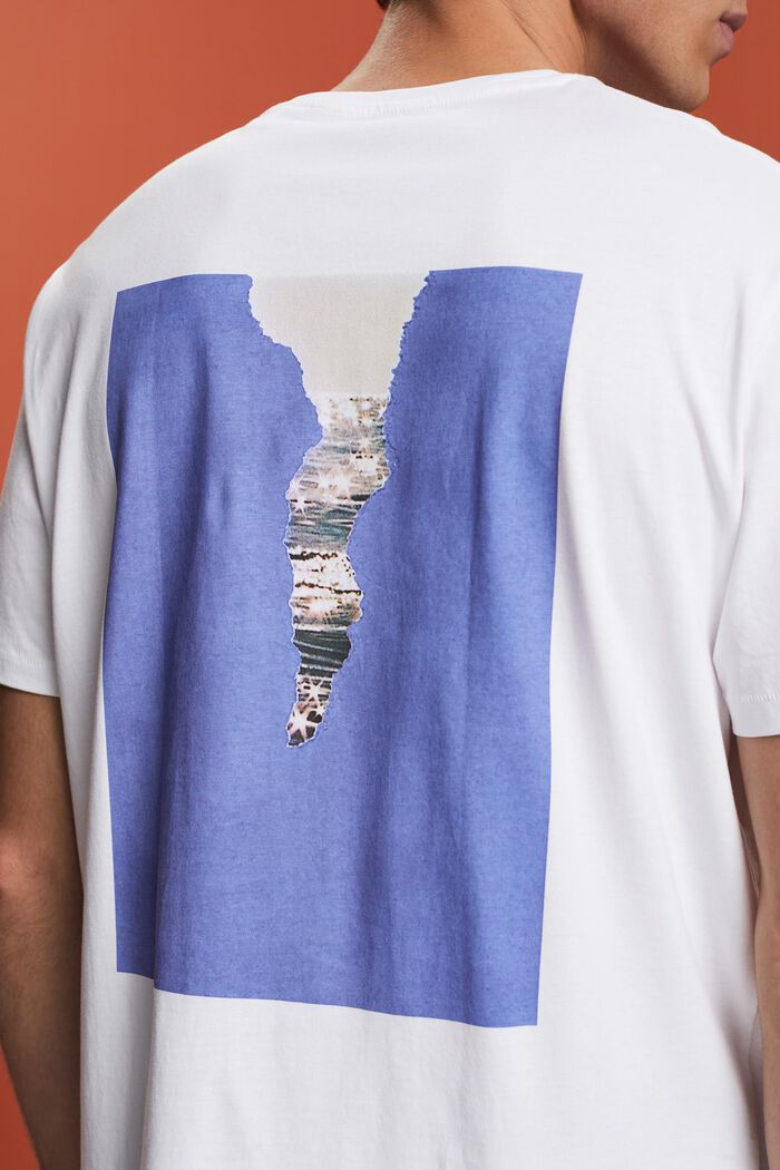 Jersey-T-shirt med print på ryggen, 100 % bomuld, WHITE, detail image number 2