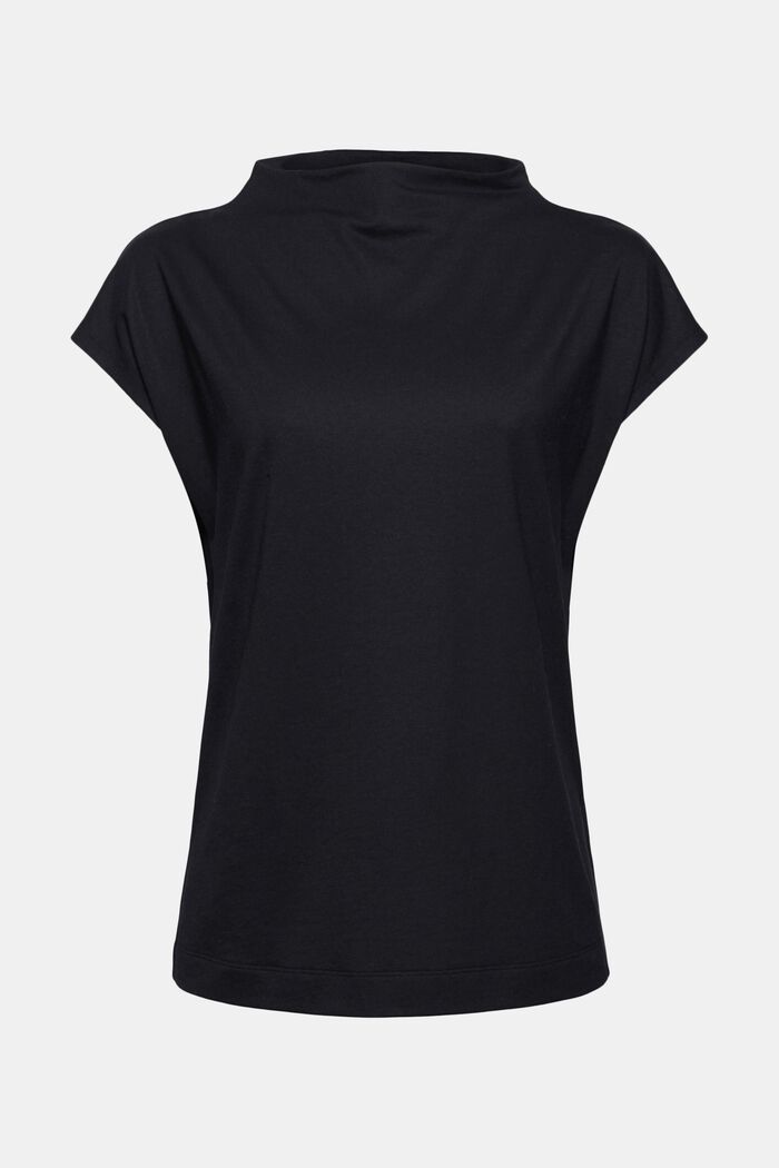 Med TENCEL™: T-shirt med høj krave, BLACK, detail image number 0