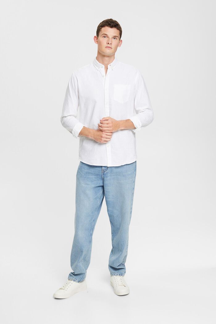 Skjorte med button down-krave, WHITE, detail image number 4