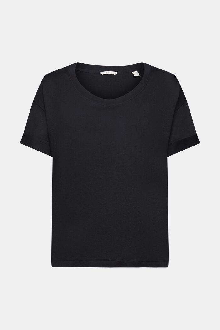 T-shirt med opsmøg på ærmerne, BLACK, detail image number 6
