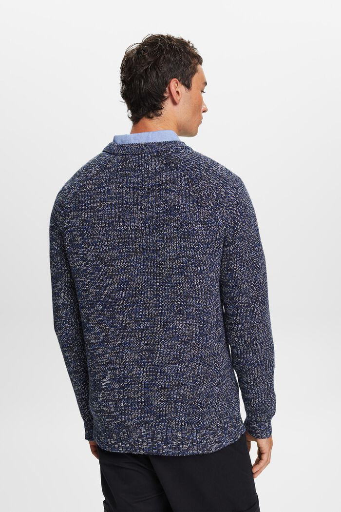 Bomuldssweater i ribstrik, PETROL BLUE, detail image number 4