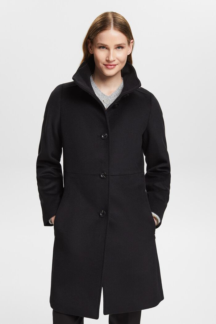 Frakke med uld, BLACK, detail image number 0