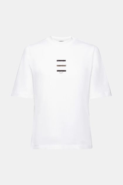 T-shirt med applikerede funklende sten, WHITE, overview