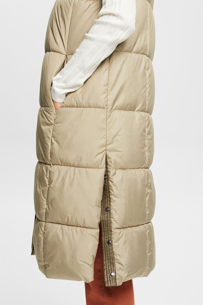 Genanvendt: Lang quiltet vest, KHAKI BEIGE, detail image number 2