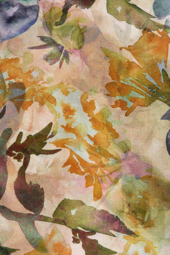 Genanvendte materialer: chiffonkjole med blomstret mønster, OFF WHITE, detail image number 4