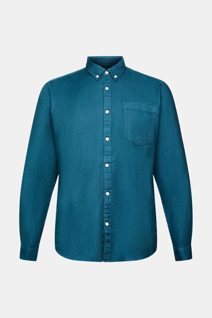 Button down-skjorte i bomuld, DARK TURQUOISE, detail image number 6