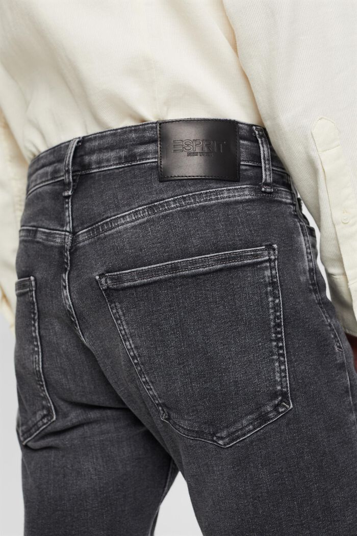 Slim fit-jeans med mellemhøj talje, BLACK DARK WASHED, detail image number 5