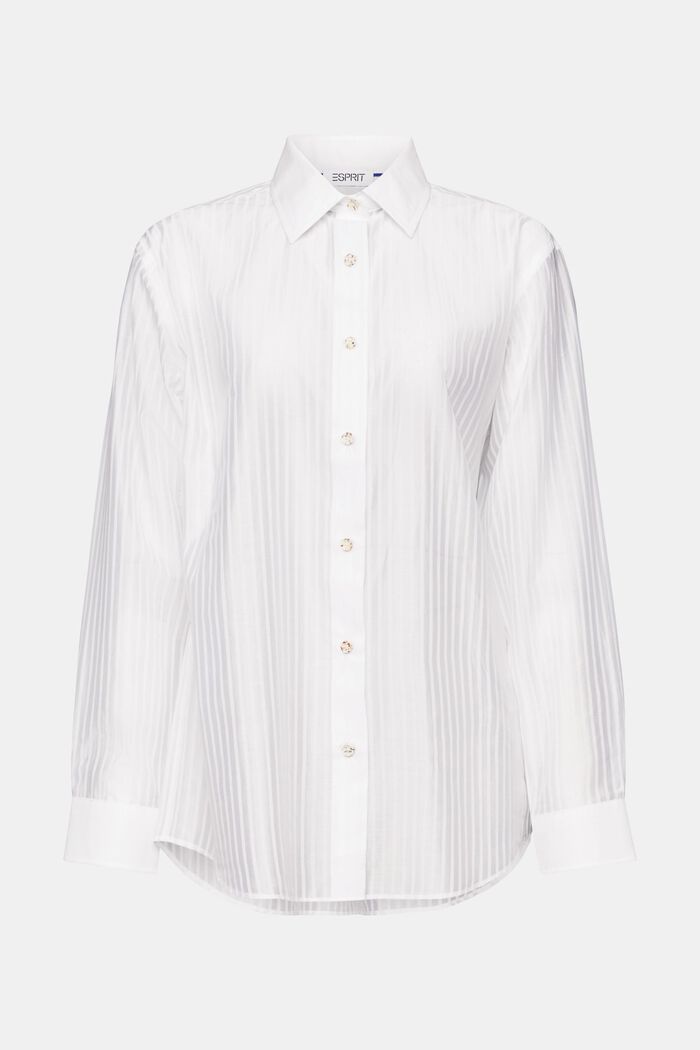Gennemsigtig button down-skjorte med striber, WHITE, detail image number 6
