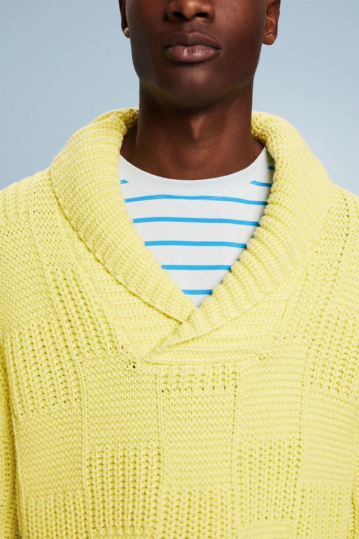 Sweater i chunky strik med sjalskrave, LIME YELLOW, detail image number 3
