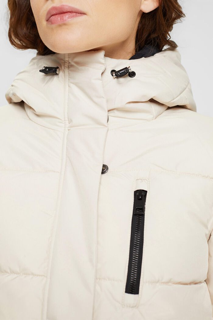 Quiltet frakke med lynlåslommer, CREAM BEIGE, detail image number 2
