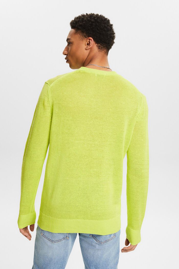 Sweater i hør med rund hals, LIME GREEN, detail image number 2