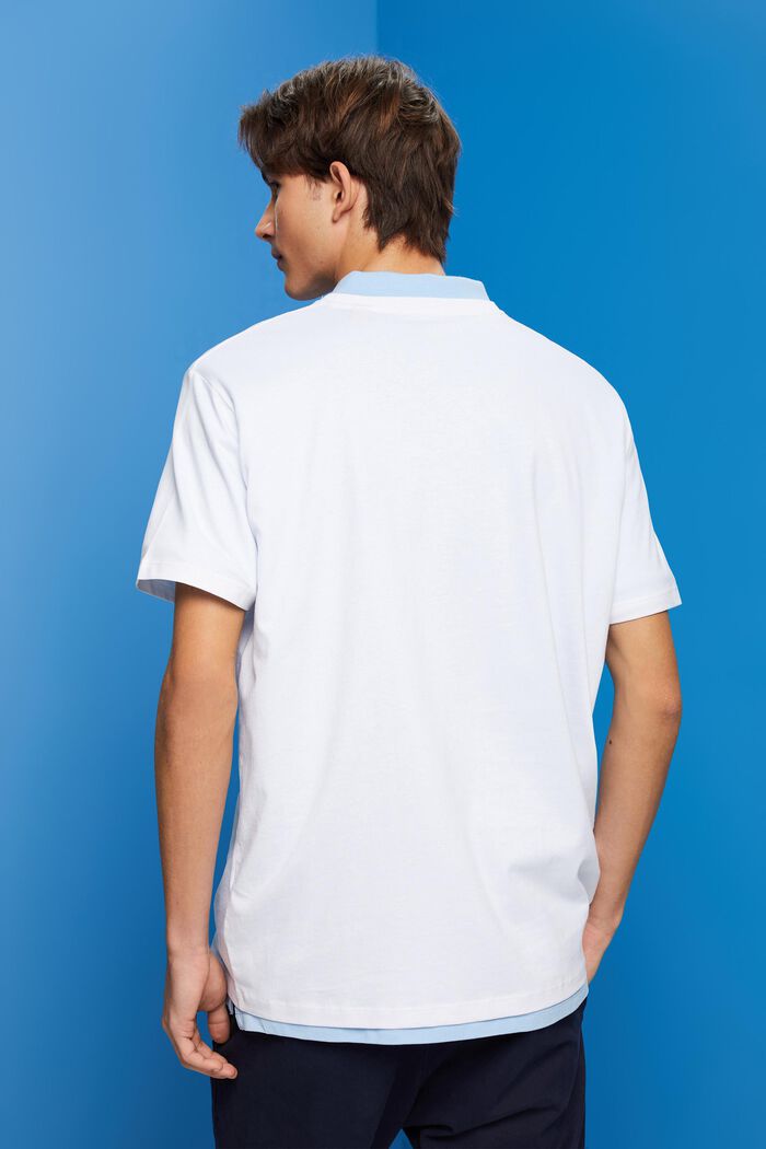 Bomulds-T-shirt med kontraststribe, WHITE, detail image number 3