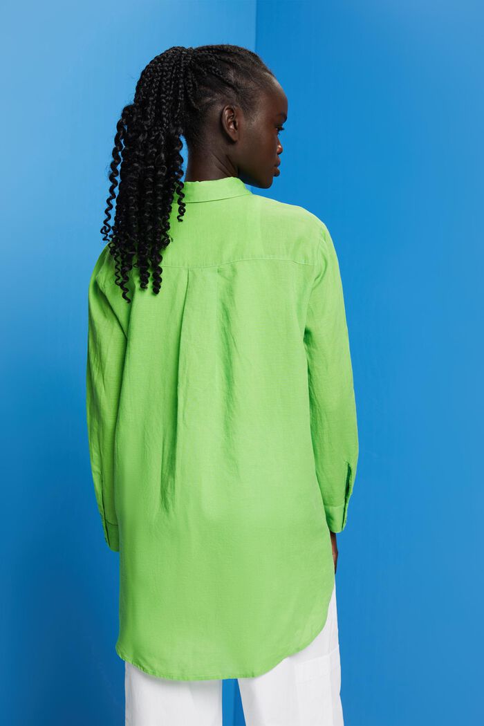 Skjorte i hør- og bomuldsmiks, GREEN, detail image number 3