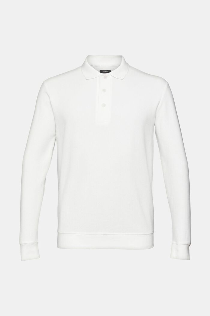 Piqué poloskjorte med lange ærmer, OFF WHITE, detail image number 2