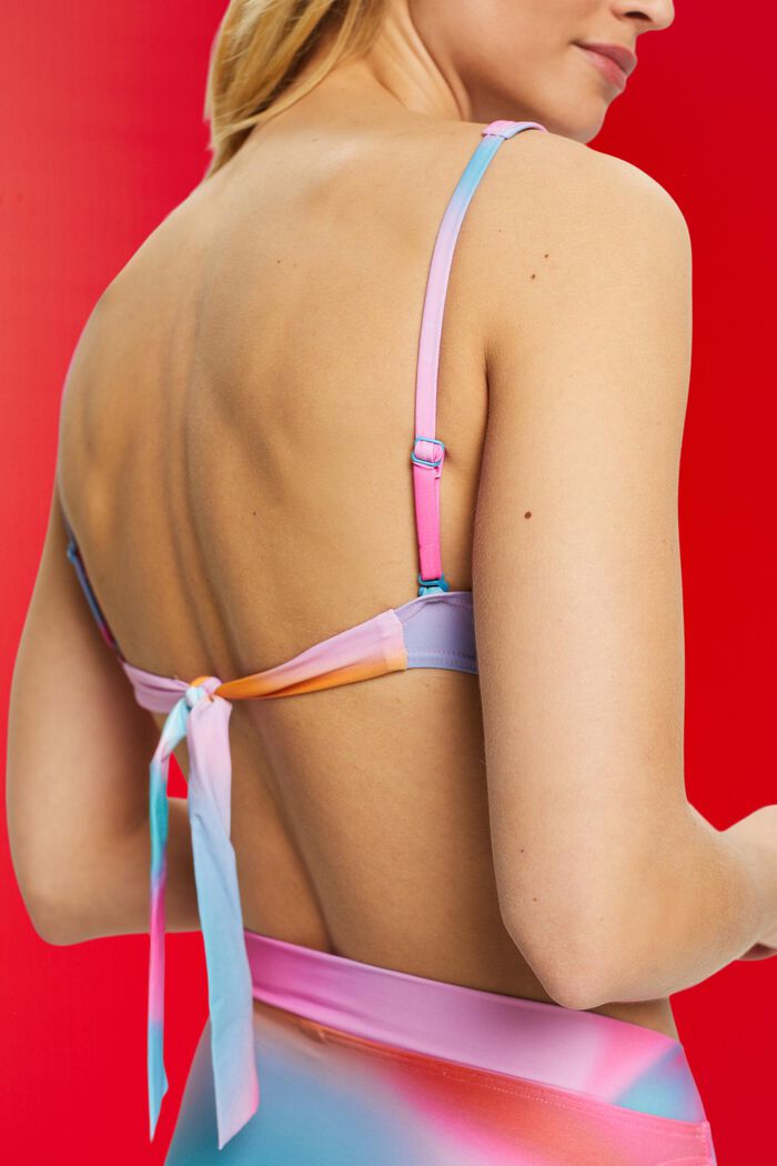 Polstret tie dye-bikinitop uden bøjle, PINK, detail image number 3