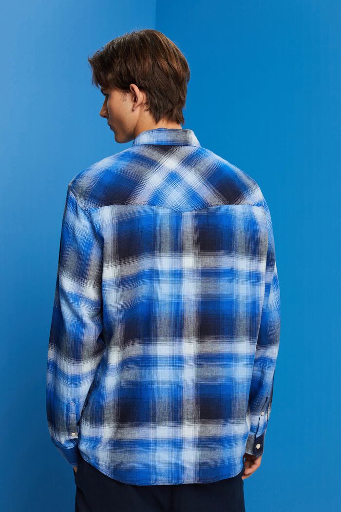 Skotskternet skjorte i bomulds- og hampmiks, BLUE, detail image number 3