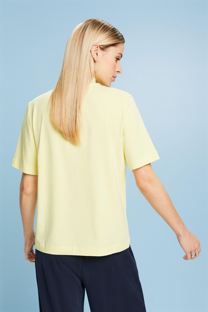 Jersey-T-shirt med høj hals, LIME YELLOW, detail image number 3