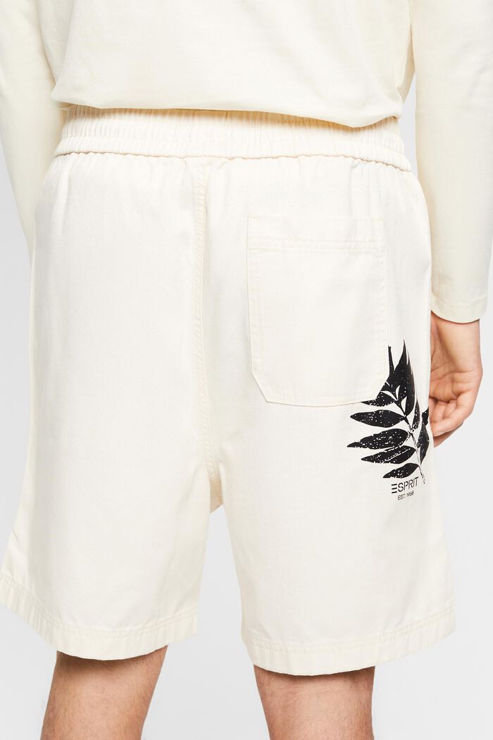 Shorts i ren bomuld med print bagpå, CREAM BEIGE, detail image number 4