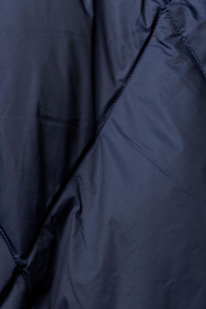 Quiltet dunfrakke med aftagelig hætte, NAVY, detail image number 5
