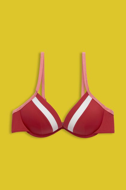 Trefarvet polstret bikinitop med bøjle