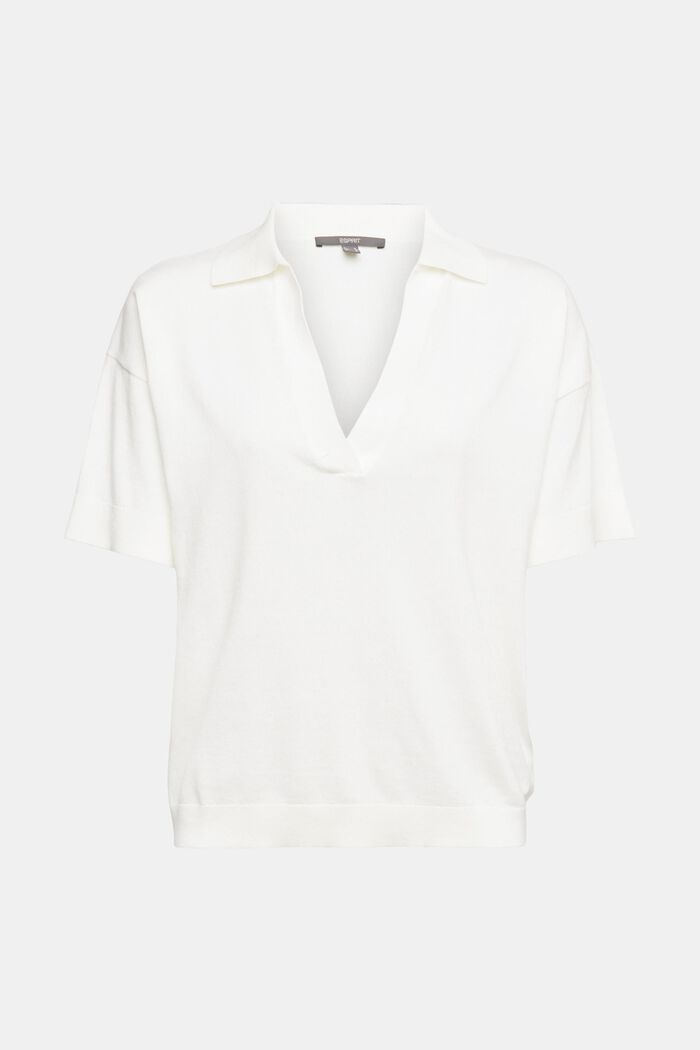 Pullover med korte ærmer og polokrave, OFF WHITE, detail image number 2