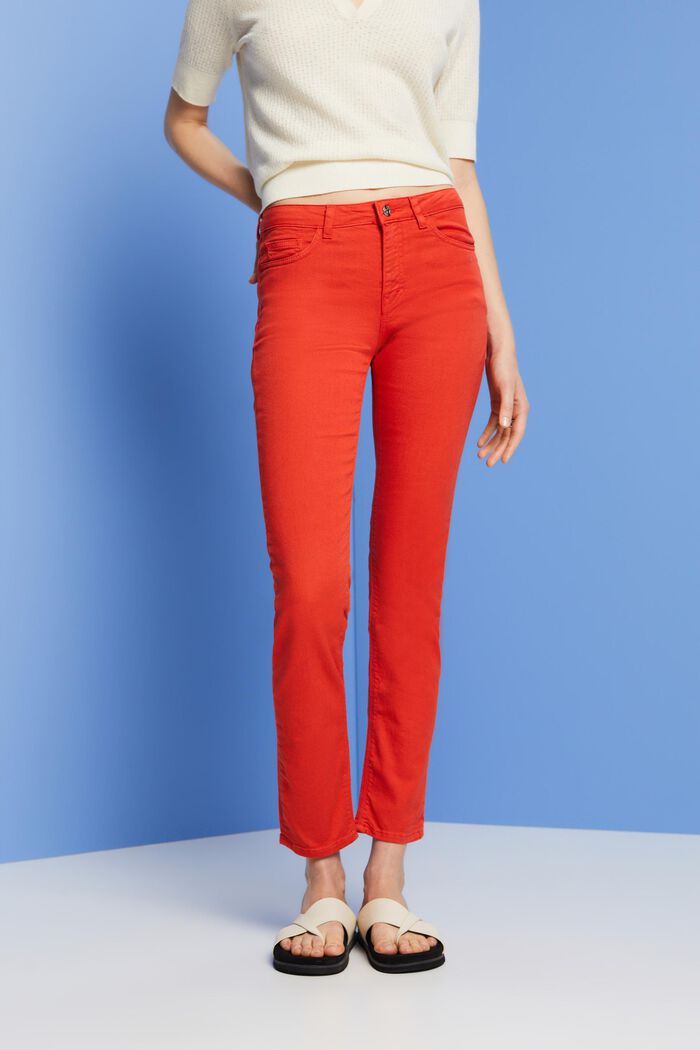 Slim fit-jeans med mellemhøj talje, ORANGE RED, detail image number 0