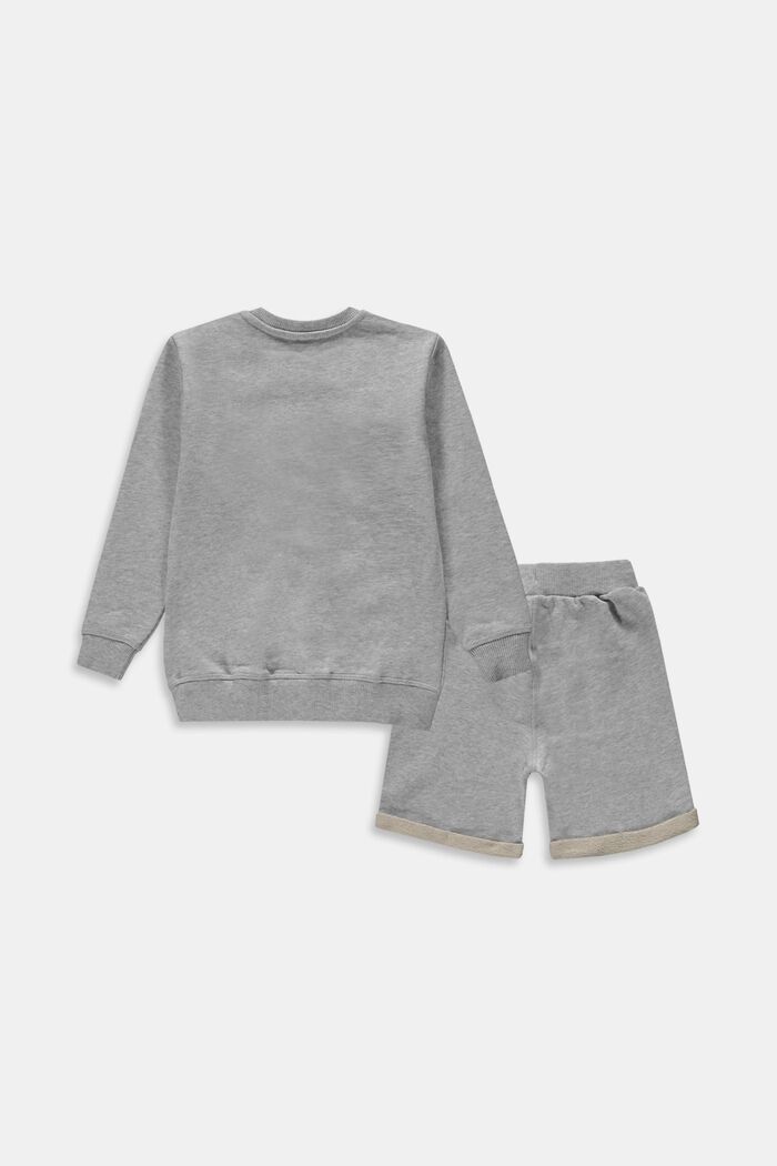 Sæt: sweatshirt og shorts, 100% bomuld, PASTEL GREY, detail image number 1