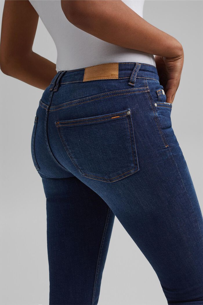 Capri-jeans af økologisk bomuld, BLUE DARK WASHED, detail image number 5