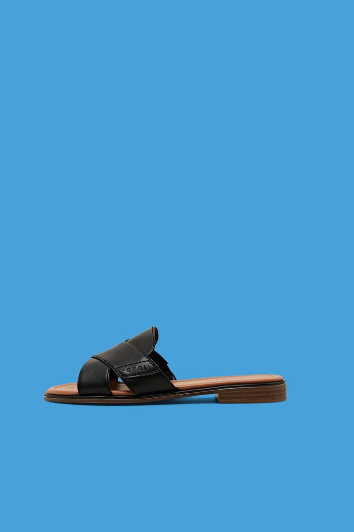 ESPRIT-Slippers i imiteret læder med krydsede vores onlinebutik