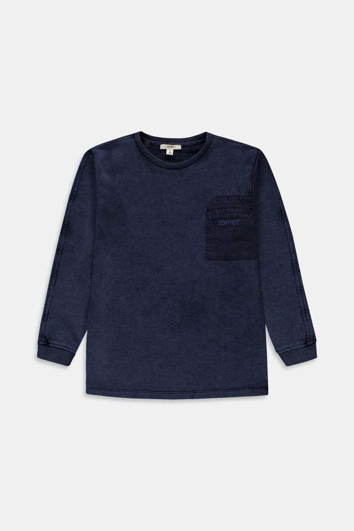 Sweatshirt med lomme, BLUE DARK WASHED, detail image number 0