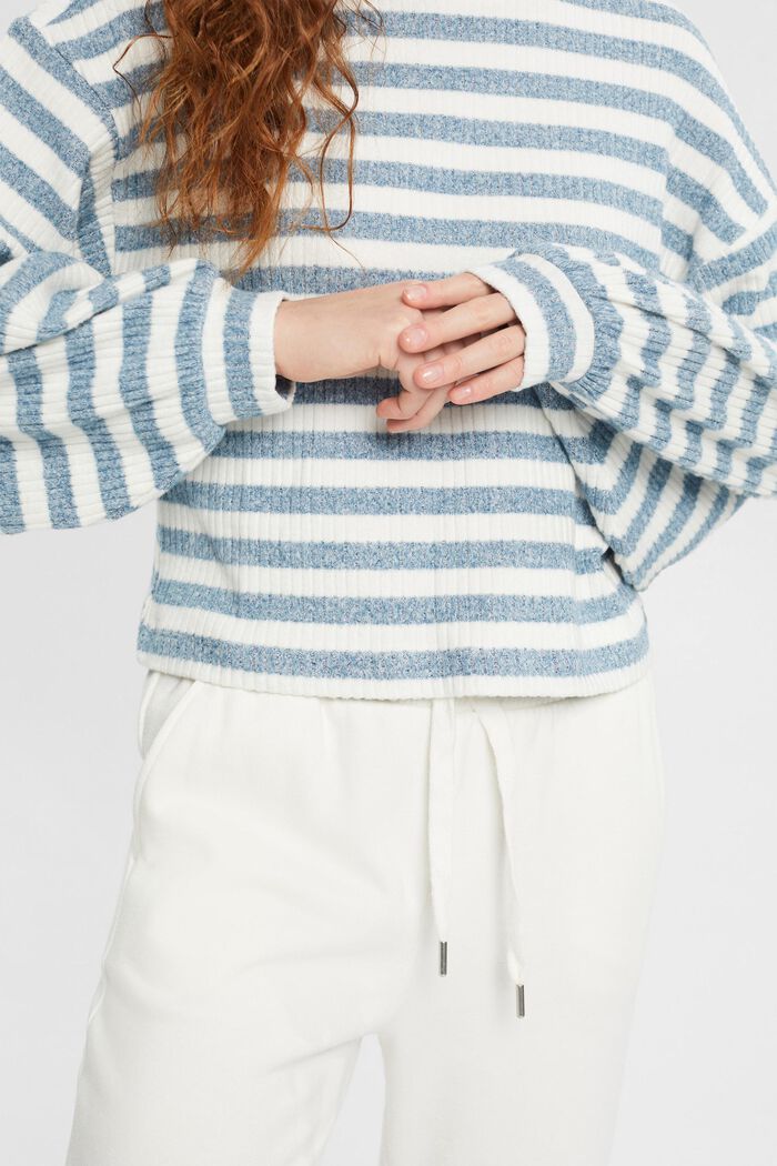 Stribet sweater, PETROL BLUE, detail image number 0
